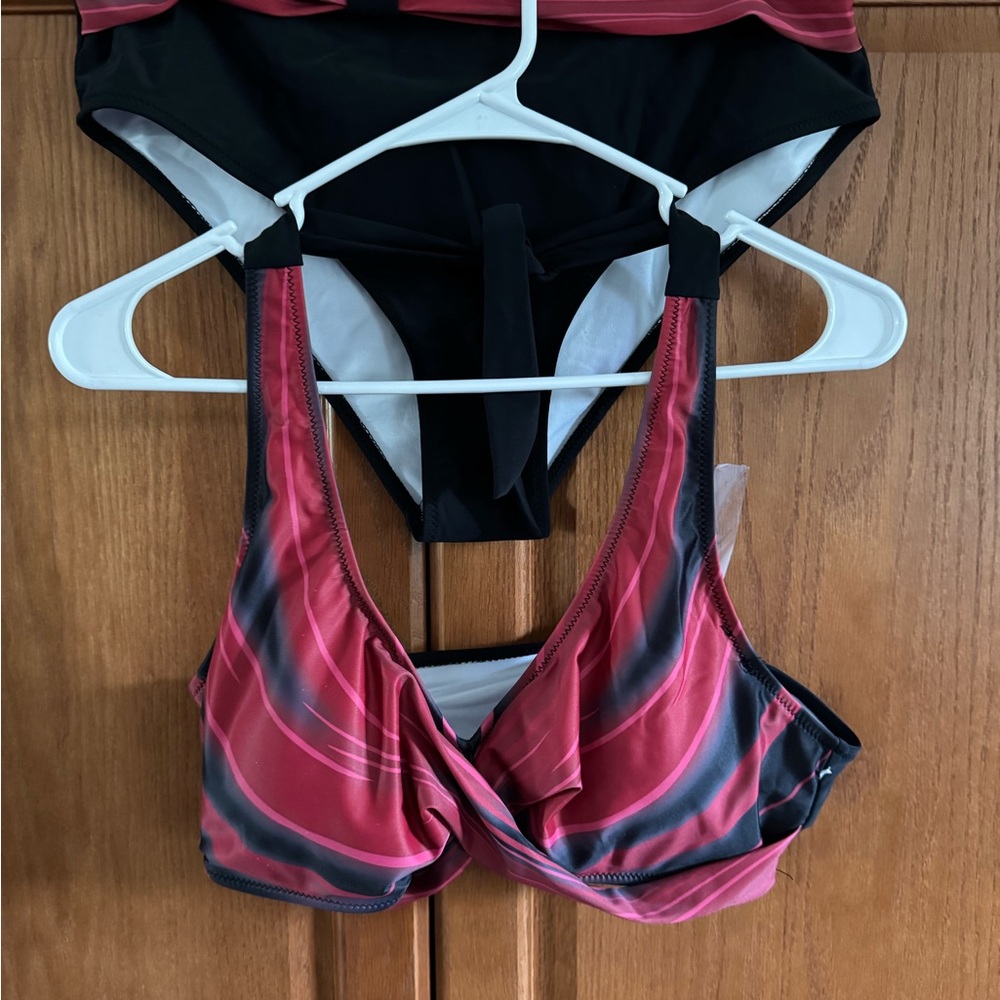 Women's Pink and Black Bikini